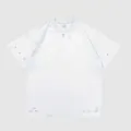 Camiseta blanca de algodón pesado 300g con detalles desgastados y ajuste holgado hombre - S / Tops / Blanco Envejecido