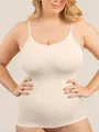 Camiseta reductora sin costuras para mujer, control de abdomen, color beige nude - S / Tops / Blanco Roto