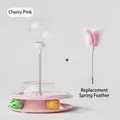 Juguete giratorio rosa para gatos con bola dispensadora de comida y pluma resorte - Bola de Comida + Pluma / Envase tipo caja / Rosa Sakura