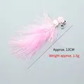 Pink feather cat teaser wand replacement head featuring tinsel bell and lobster clasp - Pink Shell Fluffy Feather Replacement Head (CT206)