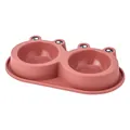 Cute pink frog-themed double pet bowl for dogs and cats with non-slip and anti-leak design - Small (Single Bowl Red) / S / Red