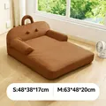 Brown waterproof sofa-style pet bed with size specifications for small and medium pets. - S / Waterproof Sofa Bed / 50*38cm / Texture Coffee