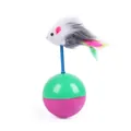 Tumbler cat toy featuring a plush mouse with colorful feathers for indoor pet fun. - Plush Mouse Tumbler / Colorful