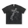 Vintage cross and skull print acid wash oversized t-shirt in dark grey wash - S / Tops / T-Shirts / Washed Black