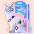 Premium adjustable pink nylon cat harness and leash set for small pets and kittens - Pink