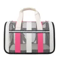Breathable pink and white mesh pet carrier bag for portable cat and small dog travel - S / White/Rose Red