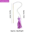 Purple plush octopus cat teaser wand with 40cm wooden stick and bell for kitten play - 1 Piece/Pack / Purple Octopus