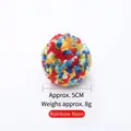 Colorful rainbow plush ball cat toy in macaron Christmas series for pet entertainment - Approx. 5cm / Colorful Neon
