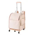 Portable light pink pet trolley backpack for cats and small dogs, waterproof oxford cloth - Light Pink