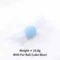 Handmade lake blue cotton rope cat toy ball with fluffy white feathers, weighing approx 10.8g - Double Feather Ball / Sky Blue