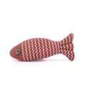Fish-shaped cat toy made of linen with zigzag pattern and catnip inside - 20x8cm / Burgundy