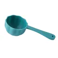 Durable teal flower-shaped round bottom pet food scoop for measuring cat and dog kibble - 15.5x6.6x4.5cm / Green