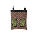 Large capacity brown monogram hay feeder bag for small pets like rabbits and hamsters. - Retro Brown Pattern S Size / 2 Holes