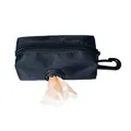 Portable black fabric dog poop bag holder with zipper and carabiner clip for pet waste disposal - Basic (No Logo) / Black