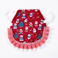 Christmas pattern hen saddle apron for poultry feather protection with lace trim - One Size / Red Santa Print