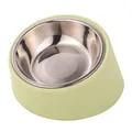 Angled stainless steel pet bowl for dogs and cats with a light green protective base - Stainless Steel Inner Bowl / Light Green