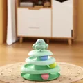 Interaktives hellgrünes 3-stöckiges Oktopus-Katzenspielzeug mit drei bunten Bällen - Katzen-Drehteller / Grün