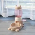Distributeur automatique de nourriture pour chiens et chats rose et beige, grande capacité - Style Tête de Chat / 1800ML / Abricot