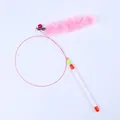 Juguete para gatos con pluma rosa, cascabel y cable flexible para juego interactivo en casa - Solid color wool [pink]]