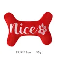 Rotes plüschiges Hundespielzeug in Knochenform mit "Nice"-Stickerei, 15,5x11 cm. - Roter Knochen (Brav) / 15.5x11cm / Rot