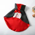 Adjustable Halloween vampire cape for cats and small dogs in red and black satin with lace - S / Bowknot Cape (20230307lbpf)
