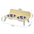 Elevated double stainless steel cat bowl with yellow stand, dimensions 32x19x15cm - Double Bowl / Stainless Steel Inner / Yellow