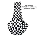 Black and white checkered pet sling carrier bag with convenient front phone pocket - Black & White Checkerboard Pet Sling (with Phone Pocket)