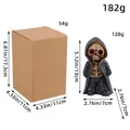 Standing Halloween skeleton resin figurine with size and weight info in cardboard box - No Eyeball Style (W1-49)