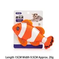 Langlebiges Plüsch-Clownfisch-Katzenspielzeug mit Katzenminze, 15 cm x 9,5 cm groß - Orange Fisch
