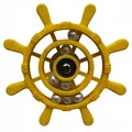 Interactive yellow nautical ship wheel bird toy for parrots with rotating pearl beads detail - Round Head Yellow (White Beads)