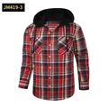 Camisa de franela con capucha y cuadros rojos y azules para hombre, estilo casual - 3XL / Tops / Rojo Escarlata (JM419-3)