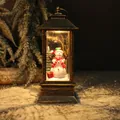 Vintage Christmas lantern featuring a glowing snowman figure inside on snow. - Christmas Snowman Wind Lamp Style