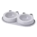 Cute frog-shaped double pet bowl with spill-proof tray for dogs and cats - Small (Single Bowl Gray) / S / Gray
