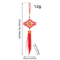 Red felt Chinese New Year hanging ornament with Fu character tassel and dimensions - Chinese Knot