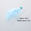 Light blue feather cat toy teaser wand replacement head with bell and shell decoration - Blue Shell Fluffy Feather Replacement Head (CT206)