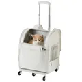 White foldable pet trolley backpack with waterproof Oxford cloth for cats and dogs - Off-White