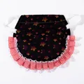 Double-layer chicken saddle apron with star print and red gingham lace ruffle trim - One Size / Black Colorful Star Print