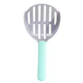 Pelle à litière pour chat en plastique bicolore avec poignée vert menthe et tête grise - 22.5*11cm / Gris et Vert Eau
