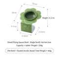 Bloemvormige acryl voerbakhouder met groene keramische kom voor katten en honden - UFO Bak (Groen) + Bloem Acryl Standaard (Groene Bloem)