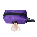 Purple fabric dog poop bag dispenser with black zipper and carabiner hook - Basic (No Logo) / Purple