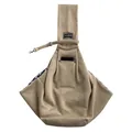 Tan foldable pet sling carrier for cats and small dogs featuring a checkered lining - Polyester With Phone Pocket / Apricot