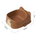 Brown cat-head shaped plastic pet bowl for cats and dogs, dimensions 22.5x19.5x7cm - Lucky Cat Style / Brown