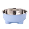 Minimalist light blue stainless steel pet feeding bowl for dogs and cats daily use - Plastic Bowl with Stainless Steel Liner / Light Blue