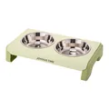 Double stainless steel pet bowls with ergonomic green elevated stand for cats and dogs - With Stainless Steel (Green)