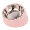 Ergonomic neck protection pet bowl with stainless steel liner in pastel pink color - Stainless Steel Inner Bowl / Light Pink