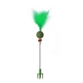 Interactive catnip toy with green feathers and spring base for healthy cat exercise - Green Feather Style