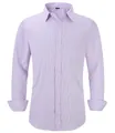 Premium men's purple and white striped business casual long sleeve shirt with pocket - 38 / Tops / Light Purple Striped