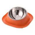 Bol incliné en acier inoxydable pour animaux avec base orange anti-fuite pour chien - Bol en Acier Inoxydable / 22.5*22.5*8.8 / Orange
