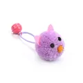Cute purple mouse-shaped plush cat toy featuring a pink bell and elastic string - Mouse / Purple