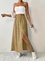 Gonna lunga stile boho a fiori con spacco laterale alto ed elastico in vita da donna - 3XL / Pantaloni e gonne / Giallo